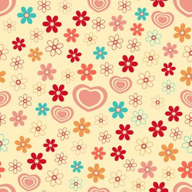 Kalpler ve çiçekler sorunsuz soyut desen.