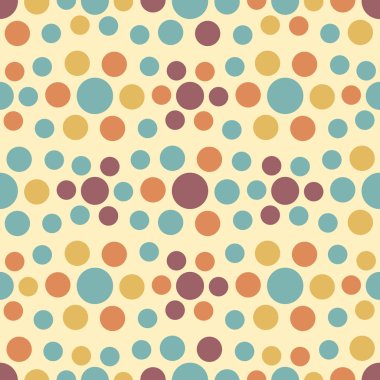 Çok renkli dairelerin görüntüsüyle kusursuz soyut geometrik desen.