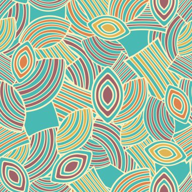 Geometrik şekiller ile çizgilerden oluşan görüntü ile Dikişsiz soyut desen.