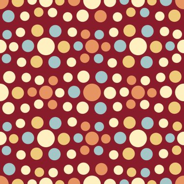 Çok renkli dairelerin görüntüsüyle kusursuz soyut geometrik desen.