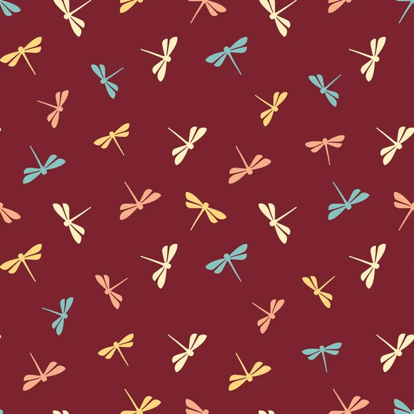 Seamless Pattern Image Dragonflies — Stock Vector
