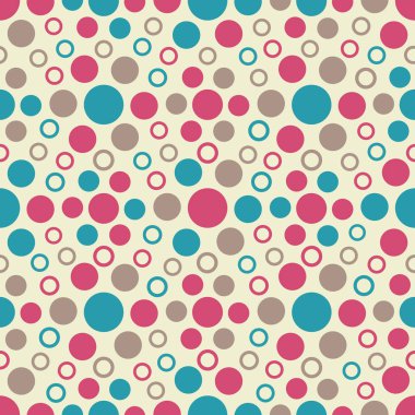 Çok renkli dairelerin görüntüsüyle kusursuz soyut geometrik desen.