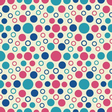 Çok renkli dairelerin görüntüsüyle kusursuz soyut geometrik desen.