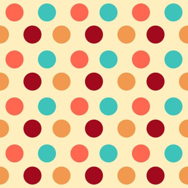 Çok renkli dairelerin görüntüsüyle kusursuz soyut geometrik desen.