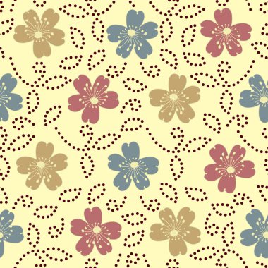 Bir çiçek süsleme görüntü ile Dikişsiz soyut desen.