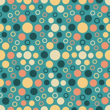 Çok renkli dairelerin görüntüsüyle kusursuz soyut geometrik desen. 