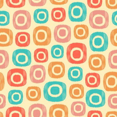 Oval geometrik şekillerin görüntüsü ile kesintisiz soyut ikat deseni