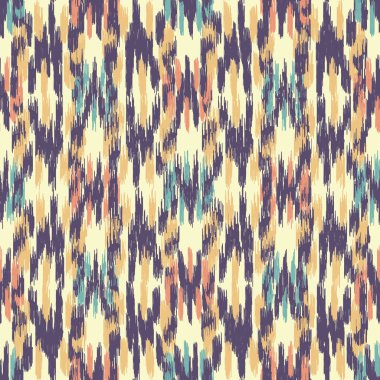 Renkli vuruşlar ile kesintisiz soyut ikat deseni.