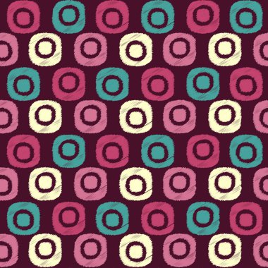 Oval geometrik şekillerin görüntüsü ile kesintisiz soyut ikat deseni