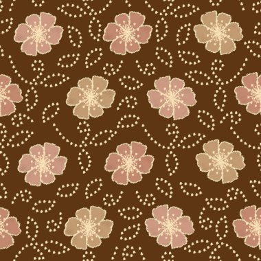 Çiçek süs görüntüsü ile Dikişsiz soyut ikat desen.