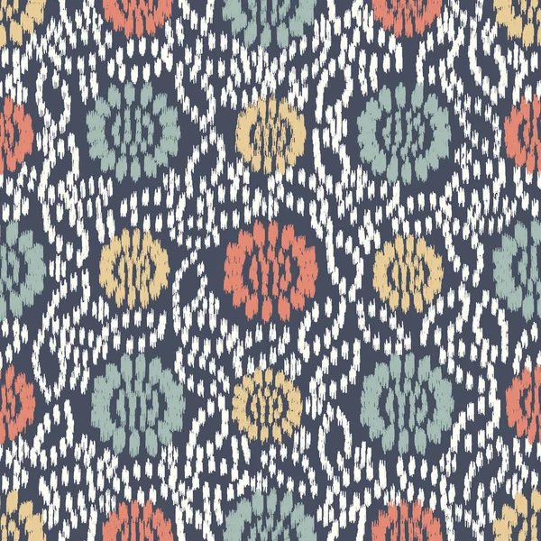 Motif Ikat Abstrait Sans Couture Avec Image Ornement Floral — Image vectorielle