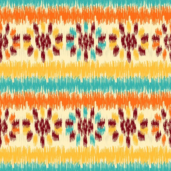 Nahtlose Abstrakte Ikat Muster Mit Dem Bild Eines Floralen Ornaments — Stockvektor