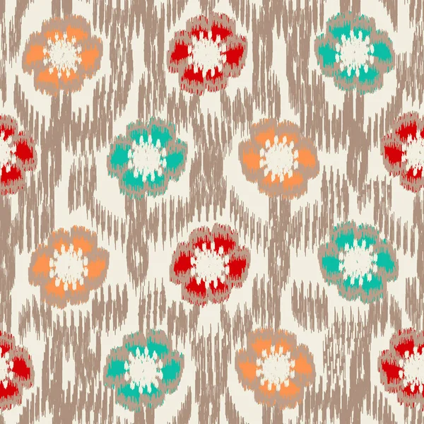 Çiçek süs görüntüsü ile Dikişsiz soyut ikat desen.