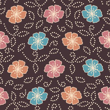 Bir çiçek süsleme görüntü ile Dikişsiz soyut desen.