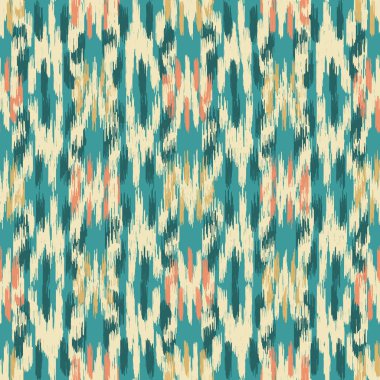 Renkli vuruşlar ile kesintisiz soyut ikat deseni.