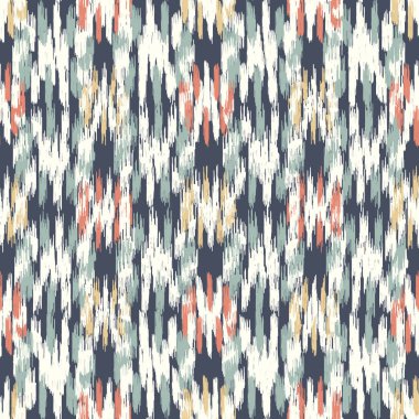 Renkli vuruşlar ile kesintisiz soyut ikat deseni.