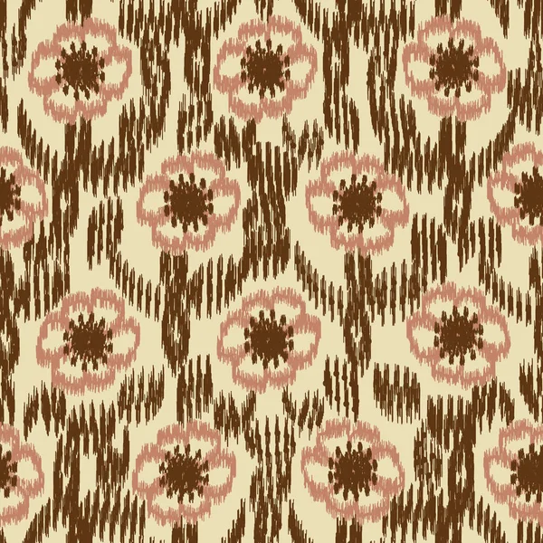 Padrão Ikat Abstrato Sem Costura Com Imagem Ornamento Floral — Vetor de Stock