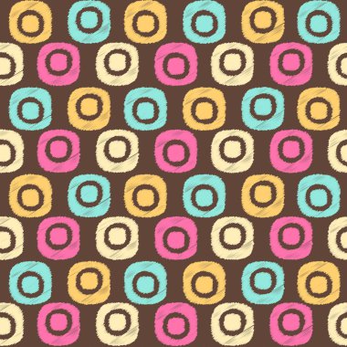 Oval geometrik şekillerin görüntüsü ile kesintisiz soyut ikat deseni