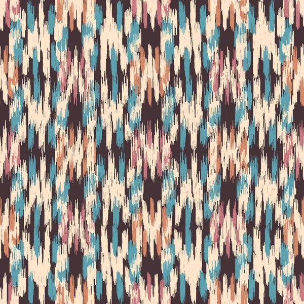 Renkli vuruşlar ile kesintisiz soyut ikat deseni.