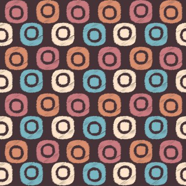 Oval geometrik şekillerin görüntüsü ile kesintisiz soyut ikat deseni