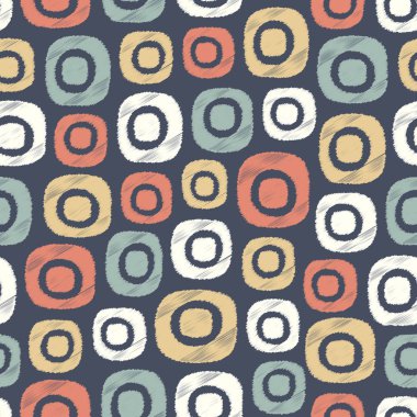 Oval geometrik şekillerin görüntüsü ile kesintisiz soyut ikat deseni