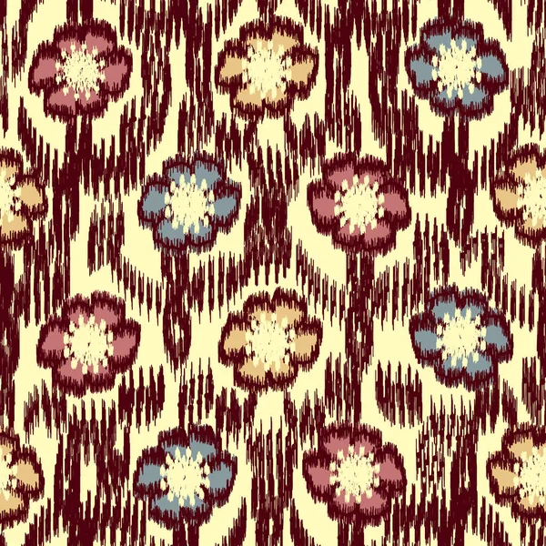 Nahtlose Abstrakte Ikat Muster Mit Dem Bild Eines Floralen Ornaments — Stockvektor