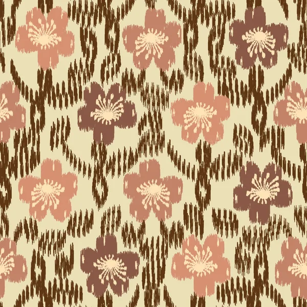 Nahtlose Abstrakte Ikat Muster Mit Dem Bild Eines Floralen Ornaments — Stockvektor