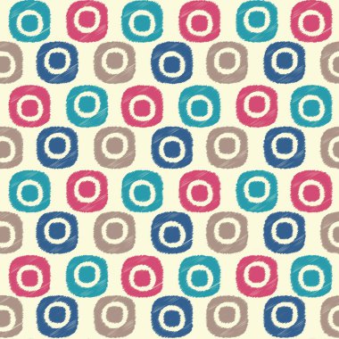 Oval geometrik şekillerin görüntüsü ile kesintisiz soyut ikat deseni