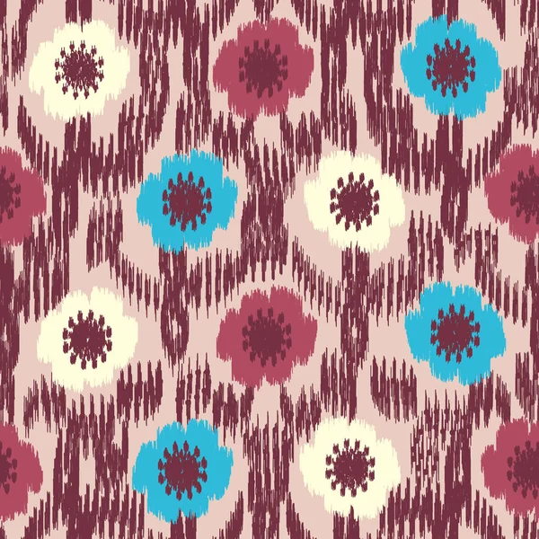 花の装飾をイメージしたシームレスな抽象的なIkatパターン — ストックベクタ