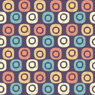 Oval geometrik şekillerin görüntüsü ile kesintisiz soyut ikat deseni