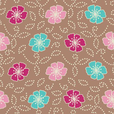 Bir çiçek süsleme görüntü ile Dikişsiz soyut desen.