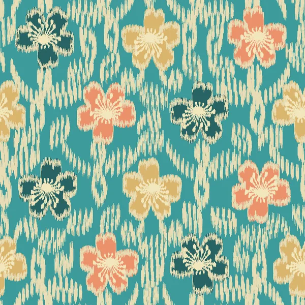 Motif Ikat Abstrait Sans Couture Avec Image Ornement Floral — Image vectorielle