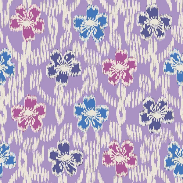 Problemfri Abstrakt Ikat Mønster Med Billedet Blomster Ornament – Stock-vektor