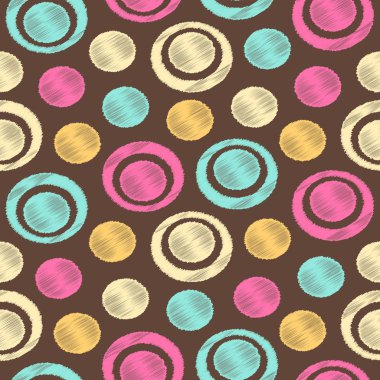 Halkalar ve daireler görüntü ile karalama tarzında Dikişsiz soyut desen.