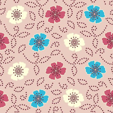 Bir çiçek süsleme görüntü ile Dikişsiz soyut desen.