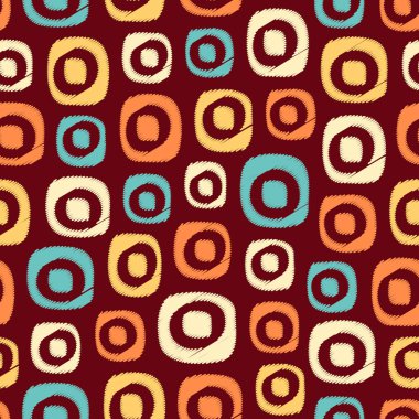 Oval geometrik şekiller görüntüsü ile karalama tarzında Dikişsiz soyut desen.