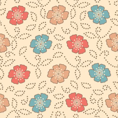 Bir çiçek süsleme görüntü ile Dikişsiz soyut desen.