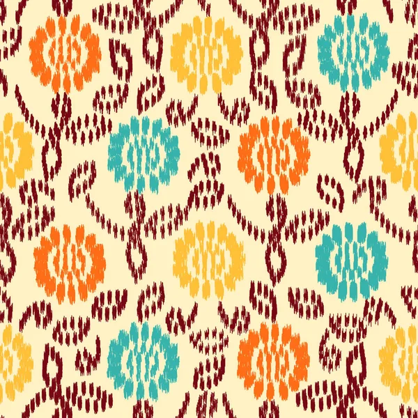 Patrón Ikat Abstracto Sin Costuras Con Imagen Ornamento Floral — Archivo Imágenes Vectoriales