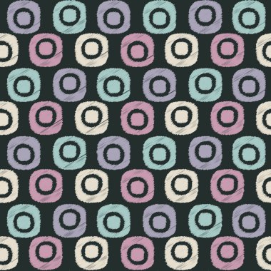 Oval geometrik şekiller görüntüsü ile karalama tarzında Dikişsiz soyut desen.