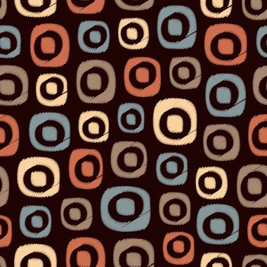 Oval geometrik şekiller görüntüsü ile karalama tarzında Dikişsiz soyut desen.