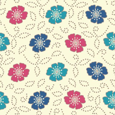 Bir çiçek süsleme görüntü ile Dikişsiz soyut desen.