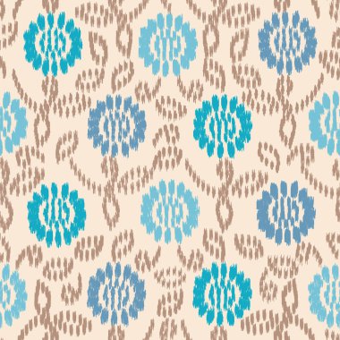 Çiçek süs görüntüsü ile Dikişsiz soyut ikat desen.