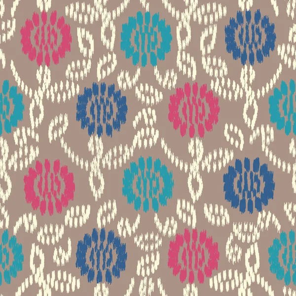 Nahtlose Abstrakte Ikat Muster Mit Dem Bild Eines Floralen Ornaments — Stockvektor