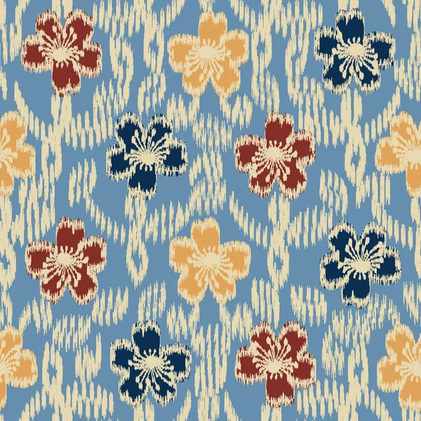 Naadloze Abstracte Ikat Patroon Met Het Beeld Van Floral Ornament — Stockvector