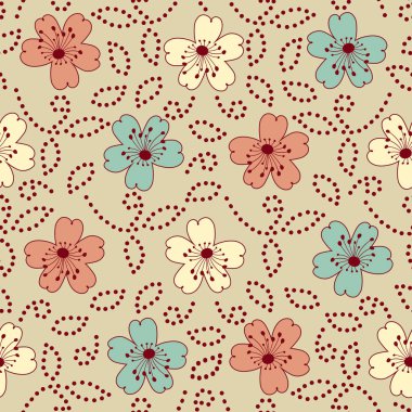 Bir çiçek süsleme görüntü ile Dikişsiz soyut desen.