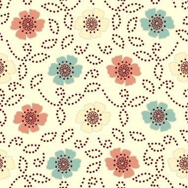 Bir çiçek süsleme görüntü ile Dikişsiz soyut desen.