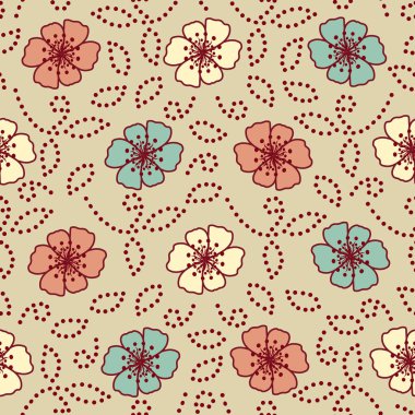 Bir çiçek süsleme görüntü ile Dikişsiz soyut desen.