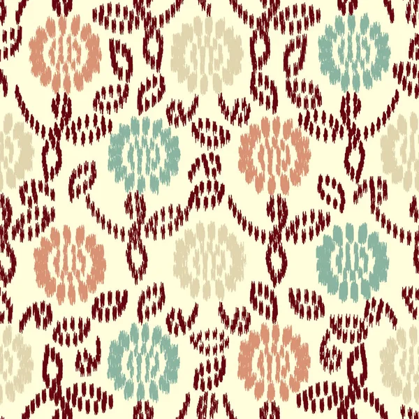 Motif Ikat Abstrait Sans Couture Avec Image Ornement Floral — Image vectorielle