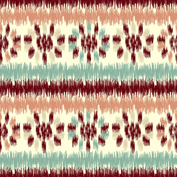 Padrão Ikat Abstrato Sem Costura Com Imagem Ornamento Floral — Vetor de Stock