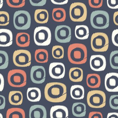 Oval geometrik şekiller görüntüsü ile karalama tarzında Dikişsiz soyut desen.